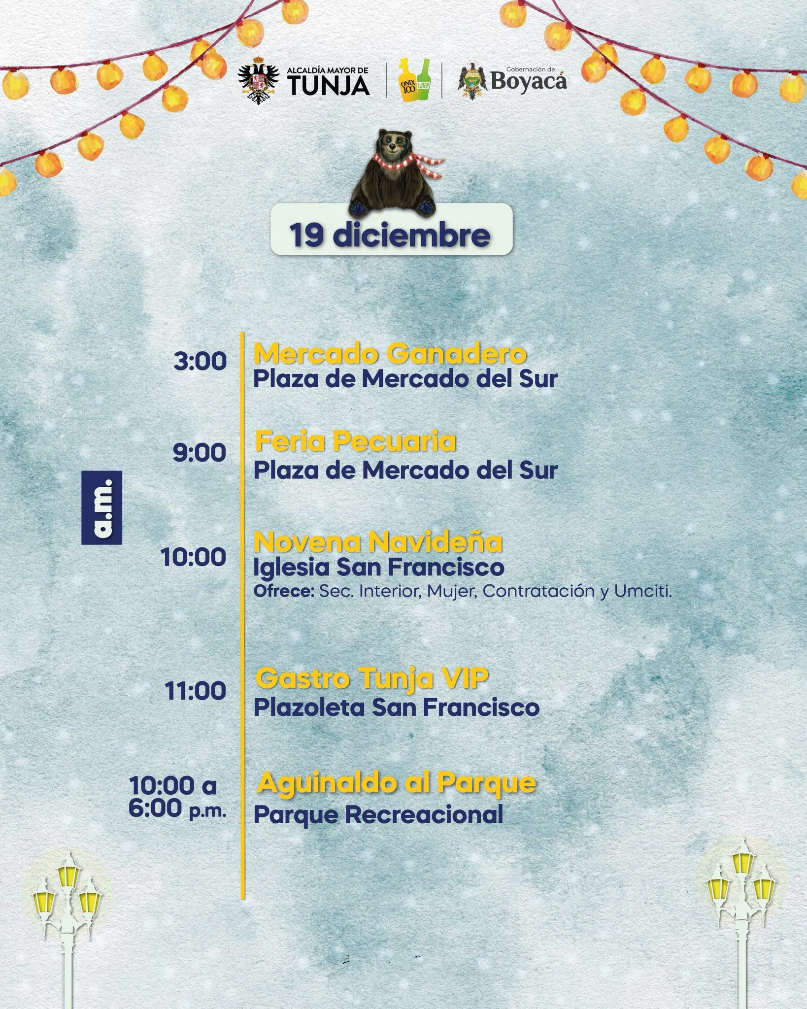 Programacion aguinaldo boyacense 19 de diciembre en la noche