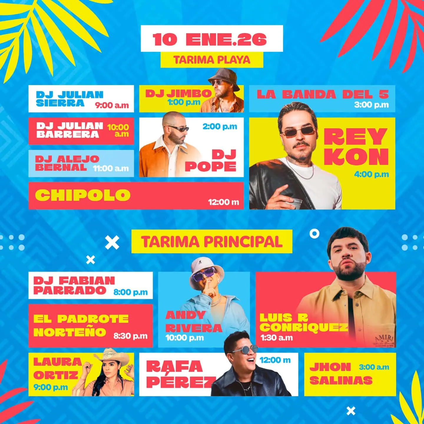 Programación Festival de Verano Manacacías sábado 10 de enero en Puerto Gaitán