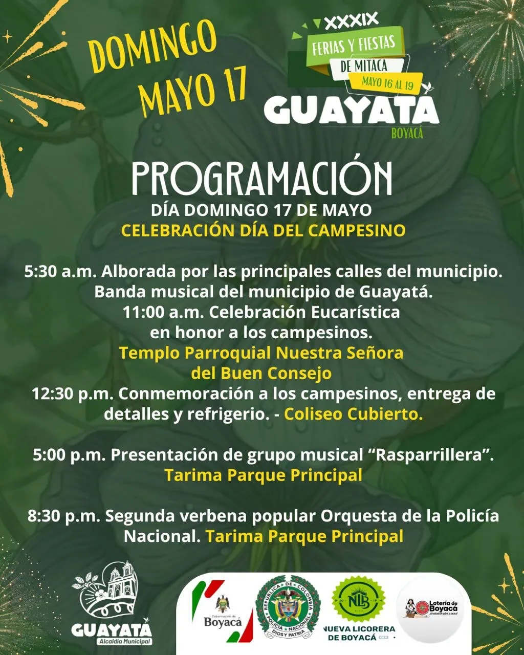 Programación Ferias y Fiestas de Mitaca Domingo 17 de Mayo