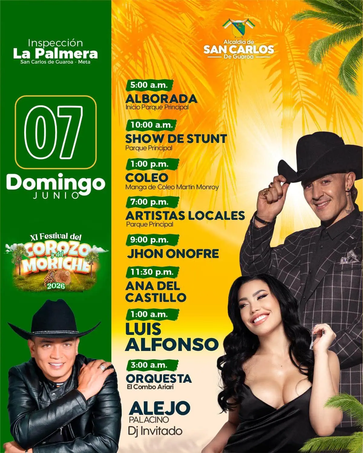 Programación del Corozo y del Moriche Domingo 7 de junio de 2026