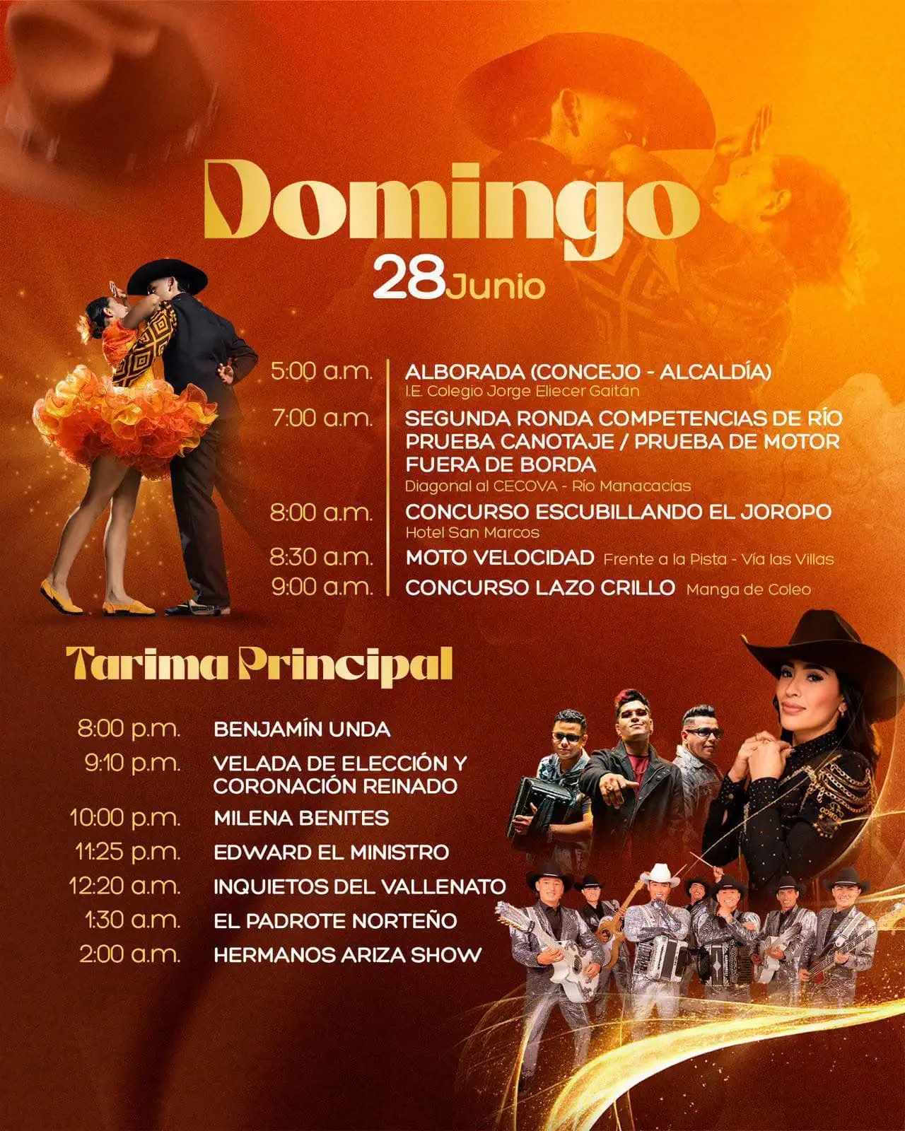 Programación Festival de La Cachama Domingo 28 de julio de 2026