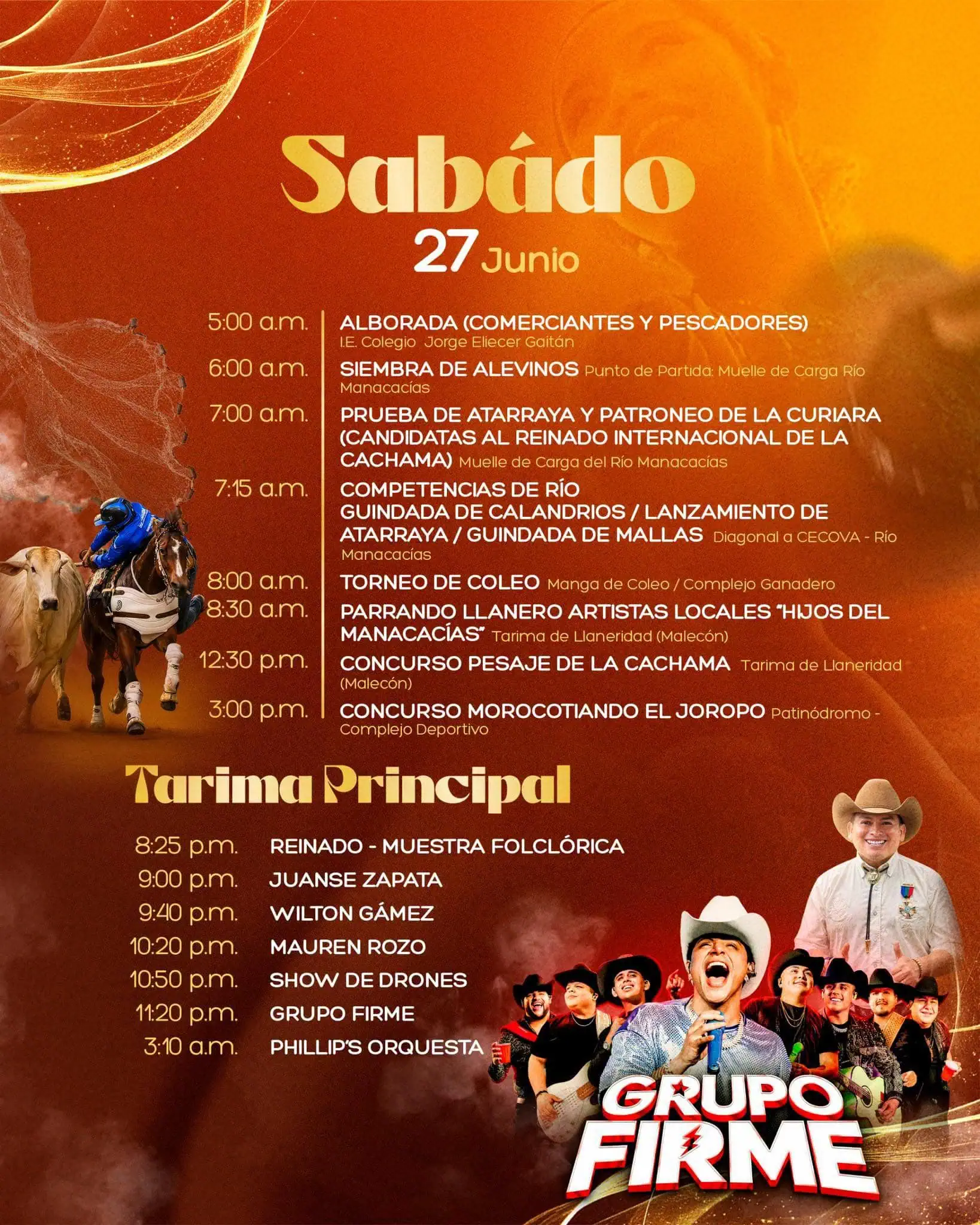 Programación Festival de La Cachama Sábado 27 de julio de 2026