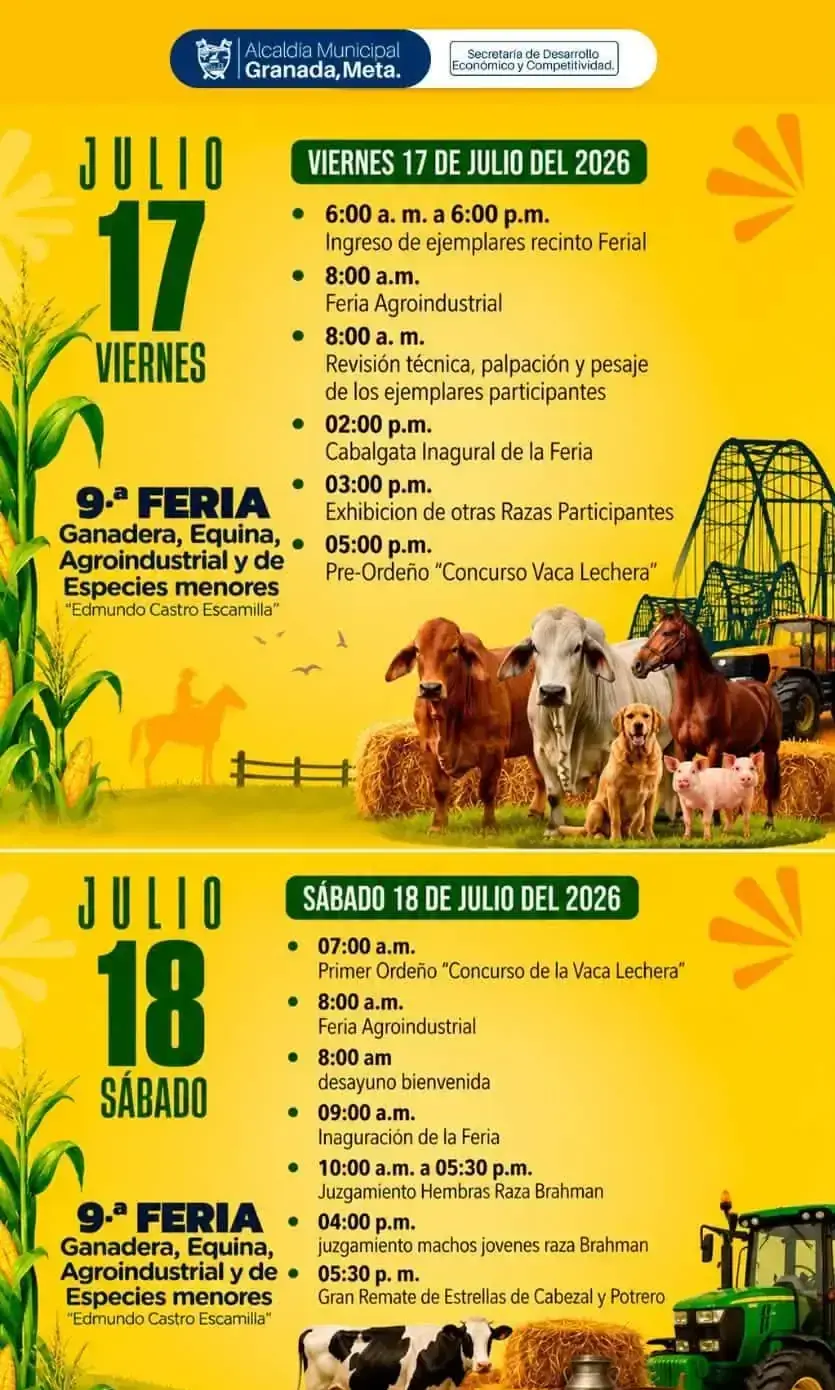 Feria Ganadera Equina Agroindustrial en Granada julio 17 y 18 de 2026