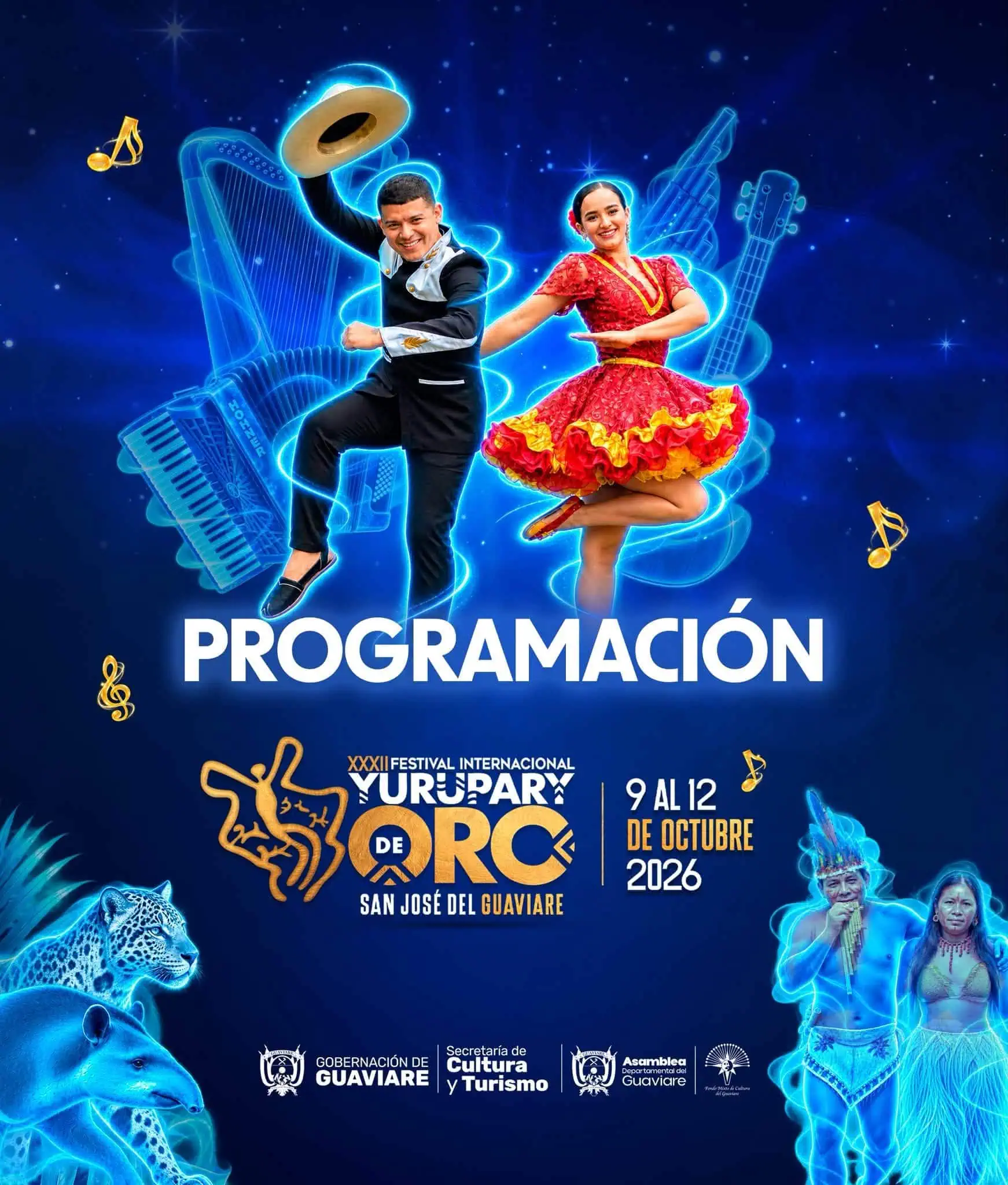 Programación del Festival Internacional Yurupary de Oro 2026 en San José del Guaviare