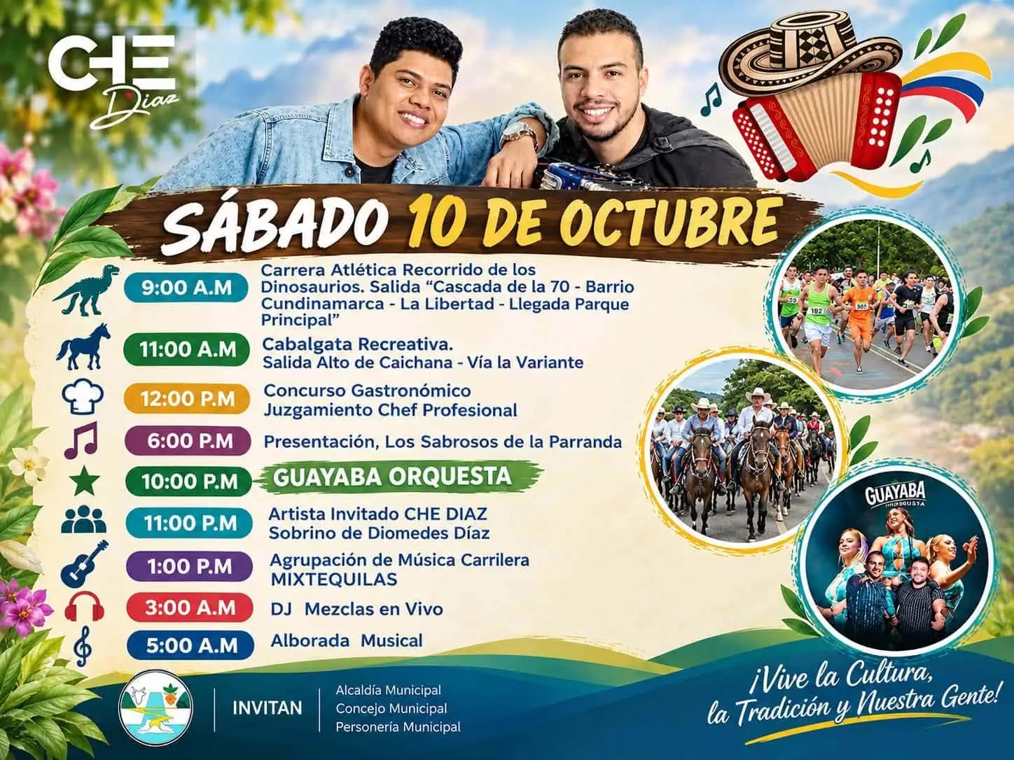 Programación sábado 10 de octubre de 2026 Festival Gastronómico, artesanal, cultural y turístico Santa María Boyacá